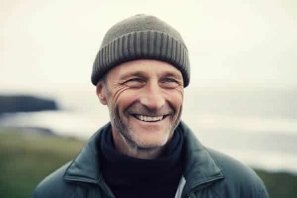 Homme portant un bonnet vert