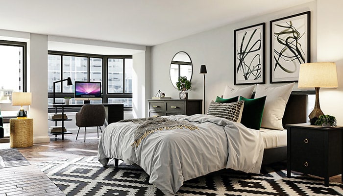 chambre en noir et blanc