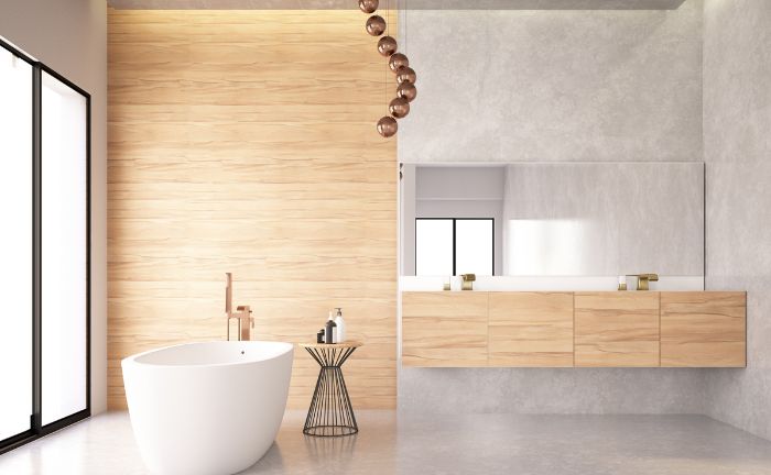 décor de salle de bain poli