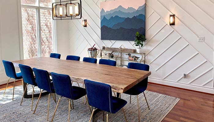 sillas de comedor en teriopelo azul