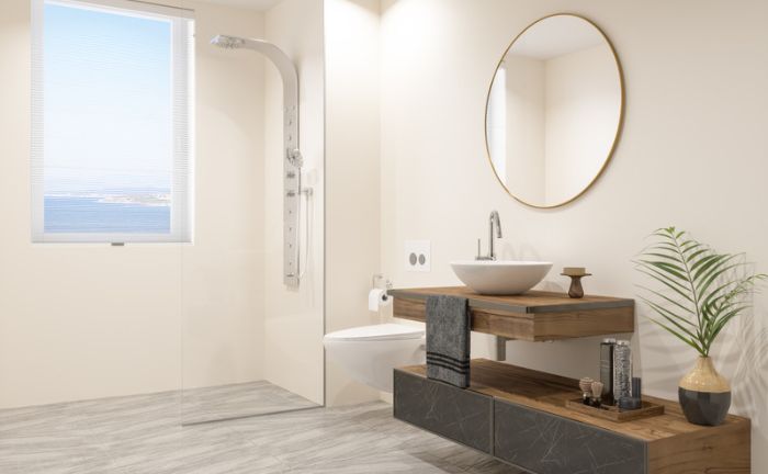 salle de bain dans une maison respectueuse de l'environnement