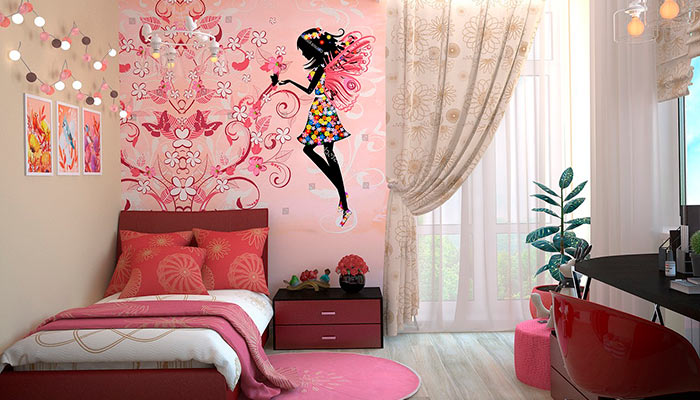 chambre avec peinture de fée