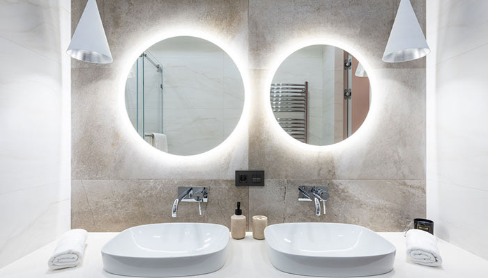 divers miroirs de salle de bains ronds