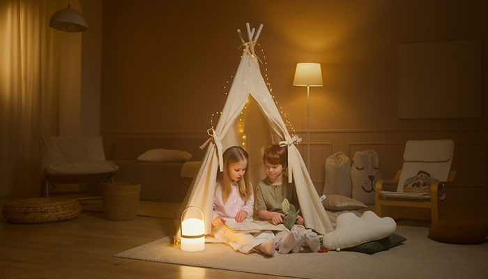 Chambre d'enfants décorée de tipi