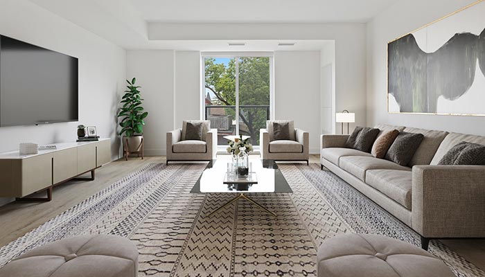Salon moderne avec des meubles de base