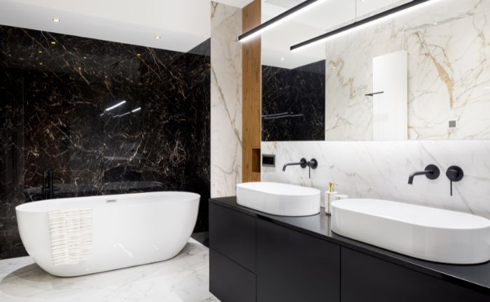 Salle de bain décoration marbre