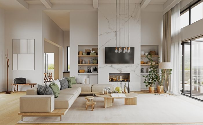 Intérieur de maison en bois blanc