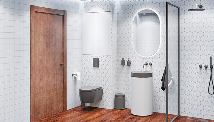 Salle de bain avec lavabo compact moderne