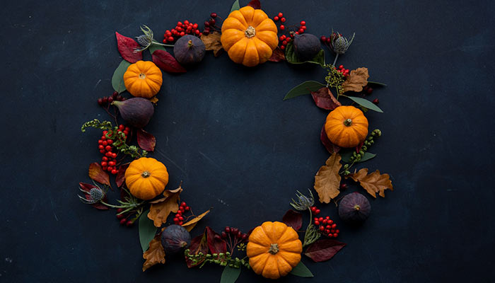 Couronne d'Halloween d'une citrouille