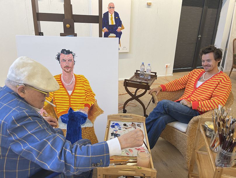 David Hockney peint avec Harry Styles