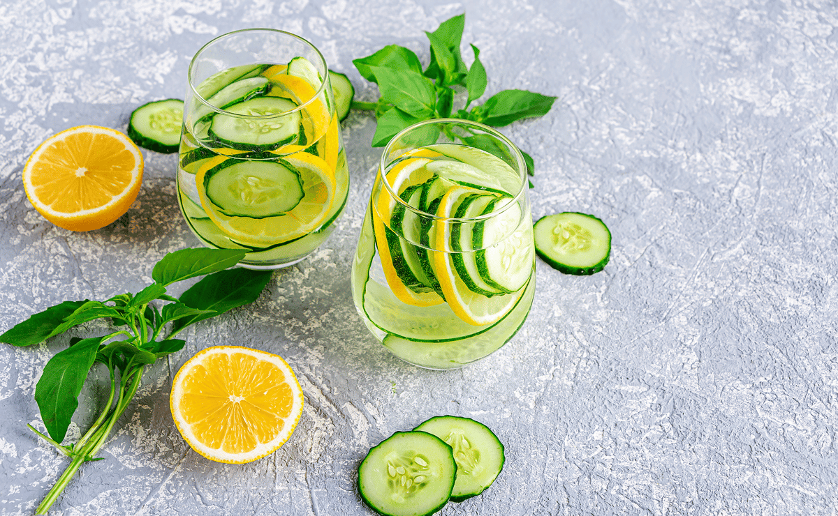 concombre, jus de citron, gaz