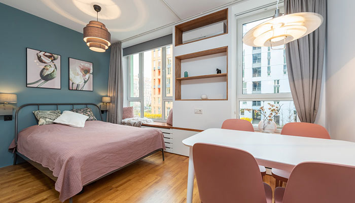 Appartement en rose et vert