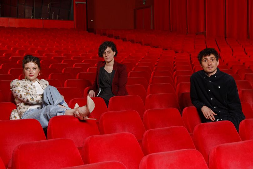 Jella Haase, Melanie Waelde et Mees Peijnenburg, membres du jury de la Berlinale Generation au Festival international du film de Berlin.
