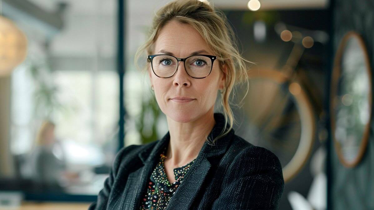 Femme d'affaires scandinave portant des lunettes élégantes