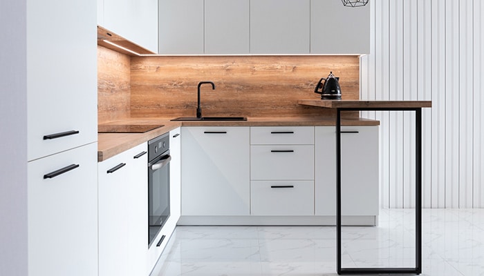 cuisine avec façade en bois