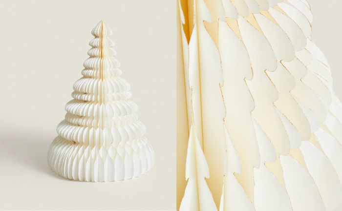 Détail du sapin de Noël en papier 3D de Zara Home