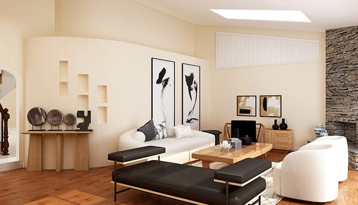 salon en bois blanc