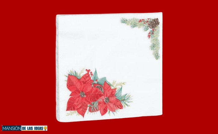 Serviette en papier Mercadona avec fleur de Pâques