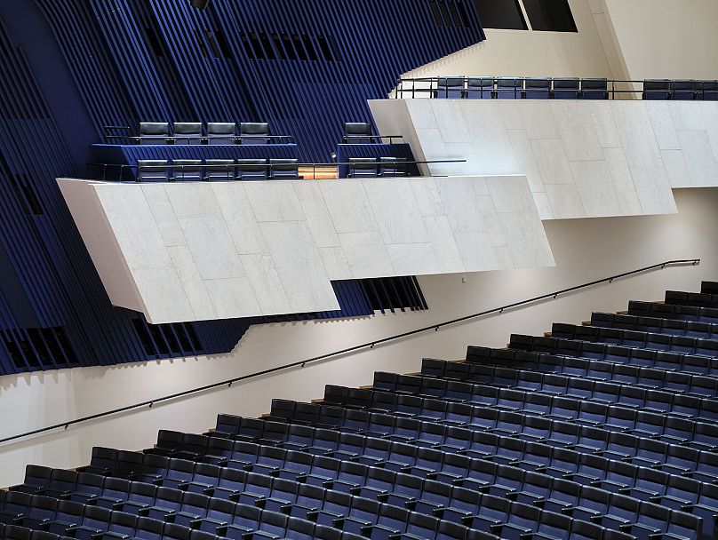 À l'intérieur de la salle de concert de la Hall Finlandia.