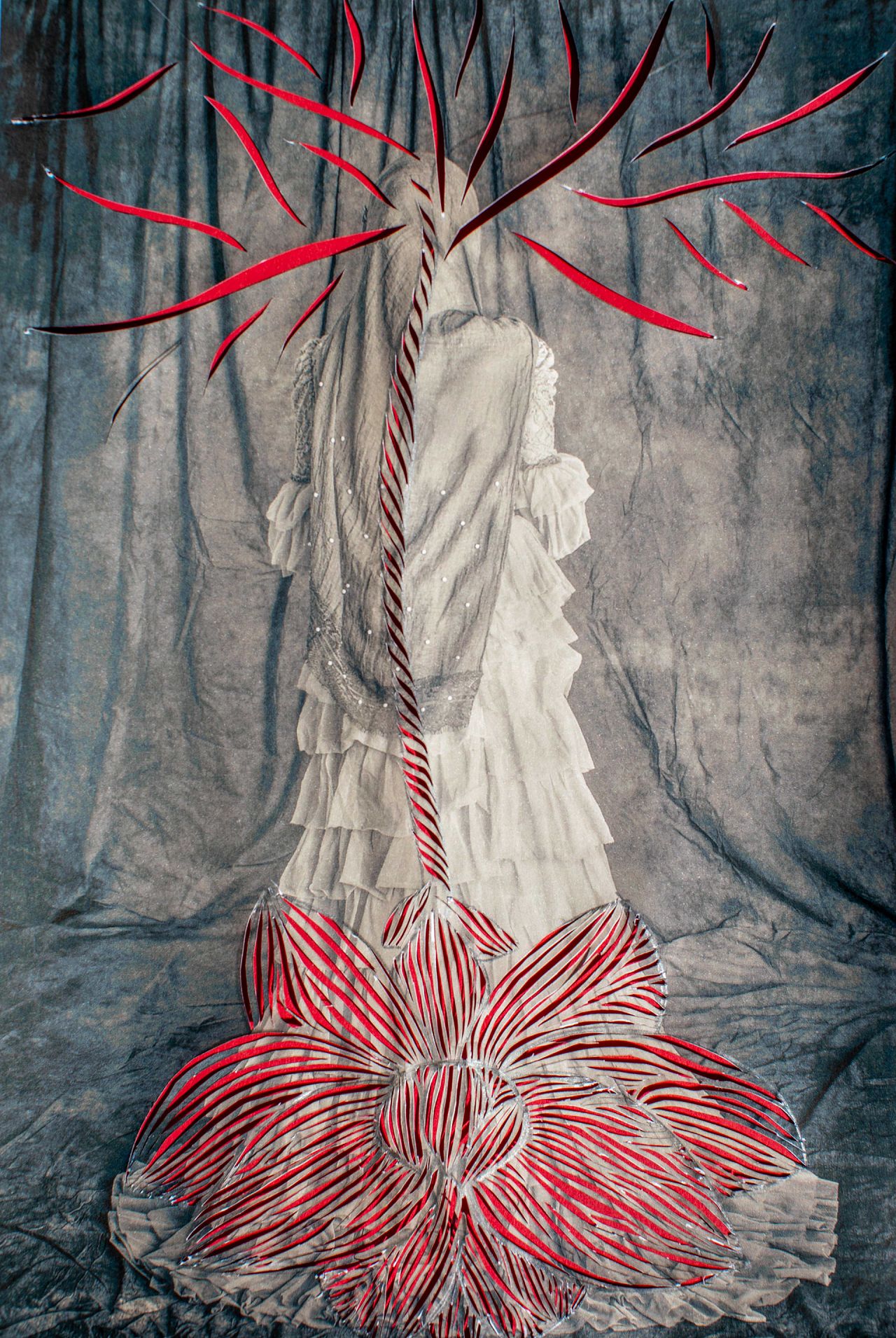 '“काग़ज़ का फ़ूल” (Paper Flower)' from the 'A Thousand Cuts' series by Sujata Setia