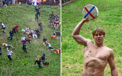 En images : Des téméraires s’élancent pour la gloire lors de la célèbre course aux fromages de Gloucester !